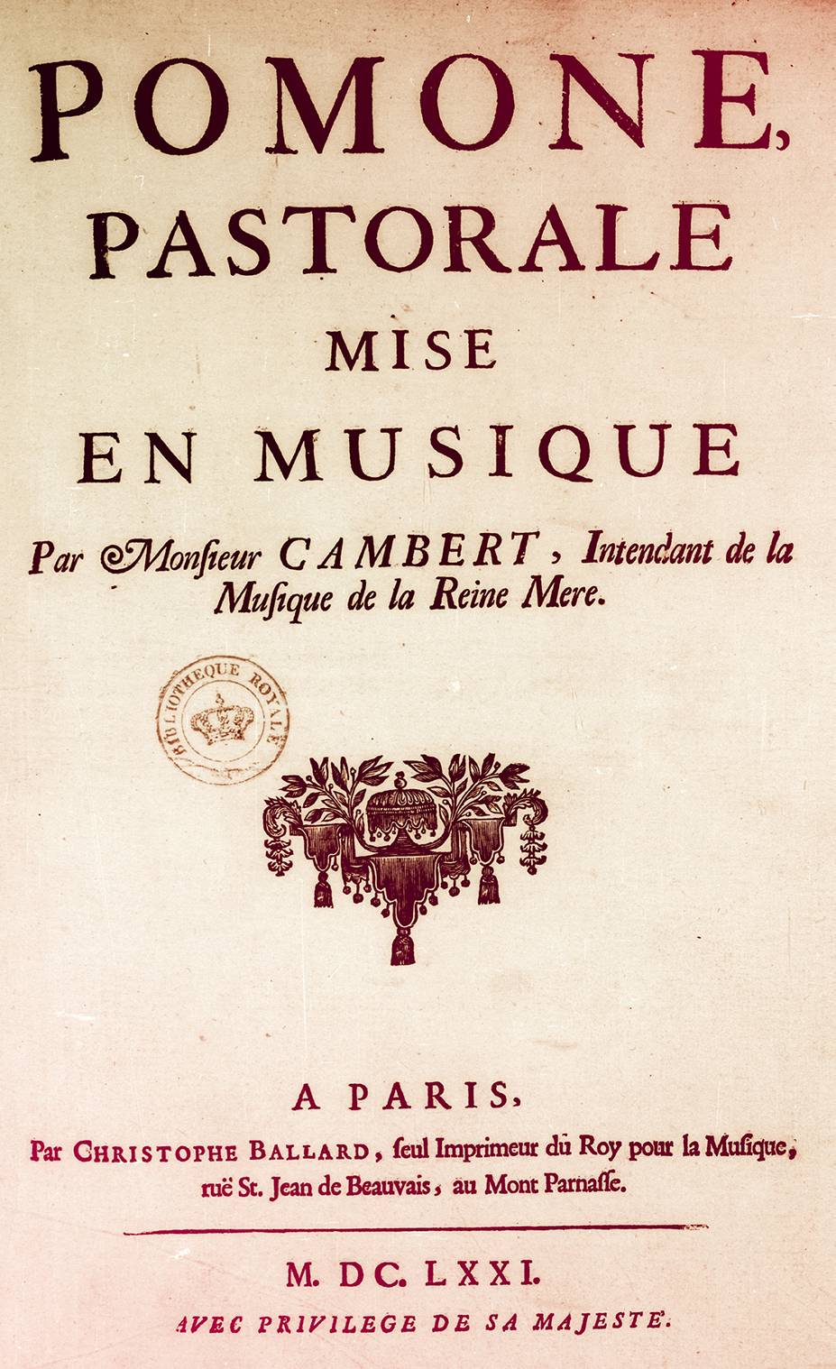 "Pomone", premier opéra français ?